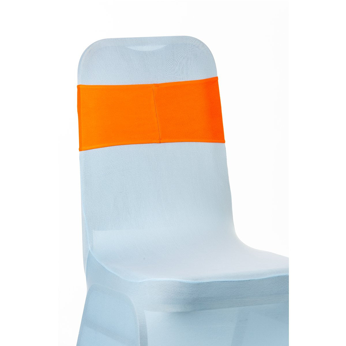 Spandex Chair Band with Round Diamante Buckle - Orange