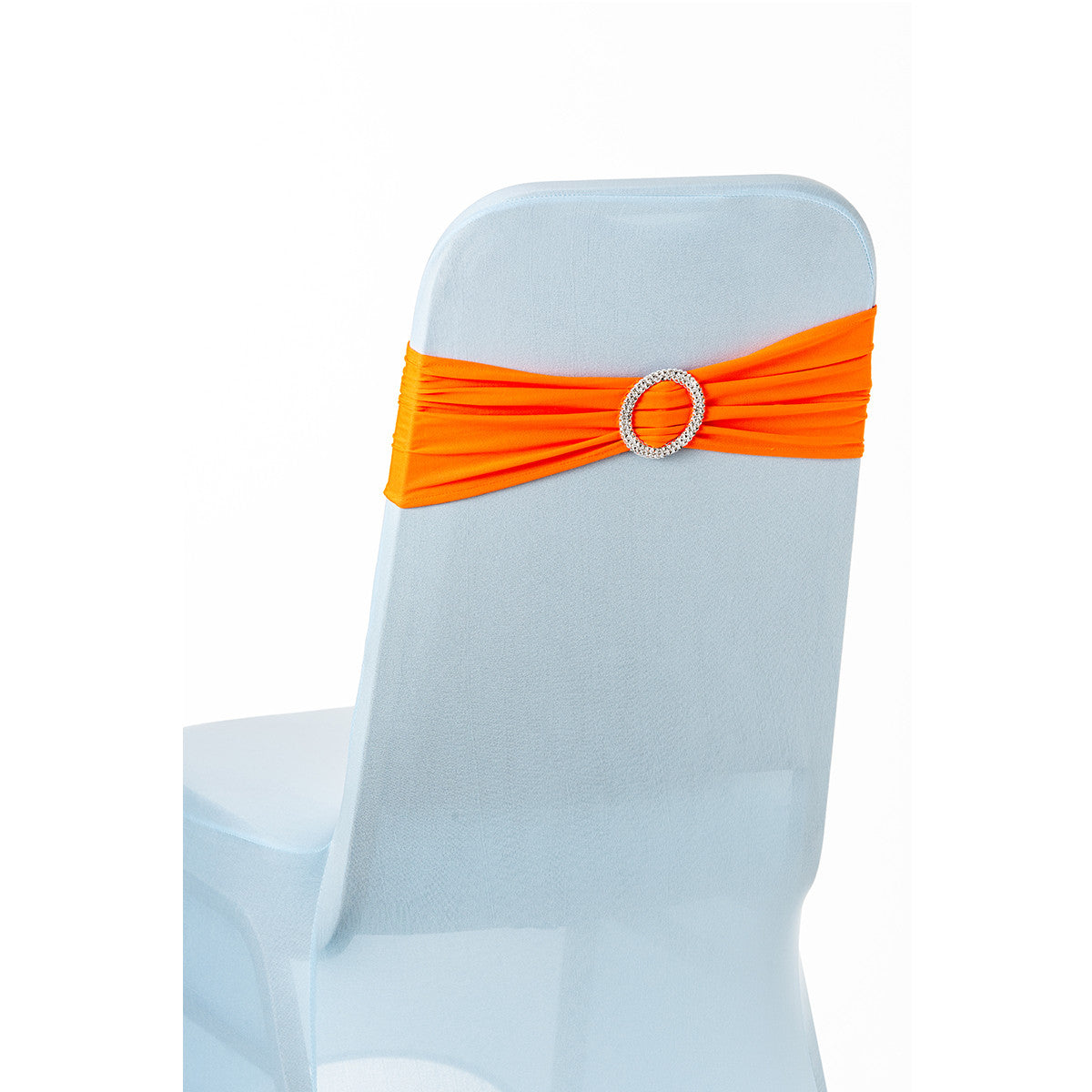 Spandex Chair Band with Round Diamante Buckle - Orange