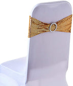 Sparkling Sequin Chair Bands with Diamante Buckle - Gold