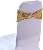 Sparkling Sequin Chair Bands with Diamante Buckle - Gold