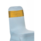 Shiny Spandex Chair Band with Round Diamante Buckle - Gold