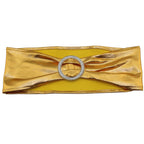 Shiny Spandex Chair Band with Round Diamante Buckle - Gold