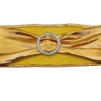 Shiny Spandex Chair Band with Round Diamante Buckle - Gold