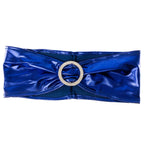 Shiny Spandex Chair Band with Round Diamante Buckle - Navy