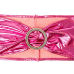 Shiny Spandex Chair Band with Round Diamante Buckle - Pink