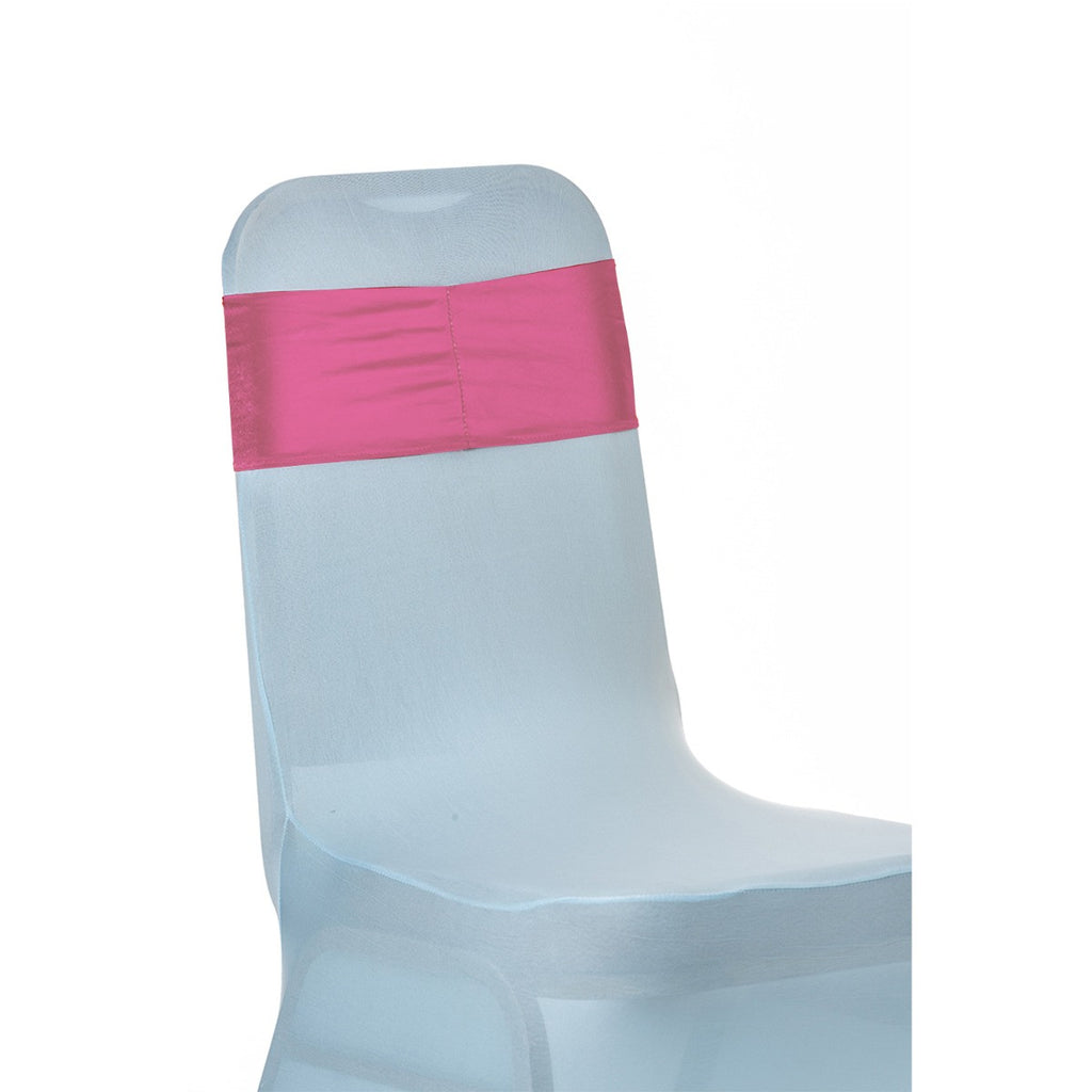 Shiny Spandex Chair Band with Round Diamante Buckle - Pink