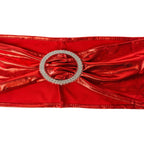 Shiny Spandex Chair Band with Round Diamante Buckle - Red