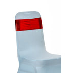 Shiny Spandex Chair Band with Round Diamante Buckle - Red