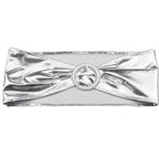 Shiny Spandex Chair Band with Round Diamante Buckle - Silver