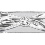Shiny Spandex Chair Band with Round Diamante Buckle - Silver