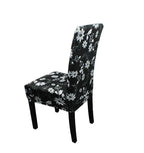 Short Spandex Floral Printed Chair Cover - Black (Design 1)