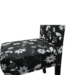 Short Spandex Floral Printed Chair Cover - Black (Design 1)