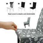 Short Spandex Floral Printed Chair Cover - Grey (Design 1)