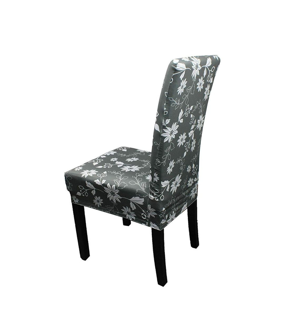 Short Spandex Floral Printed Chair Cover - Grey (Design 1)