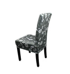 Short Spandex Floral Printed Chair Cover - Grey (Design 1)