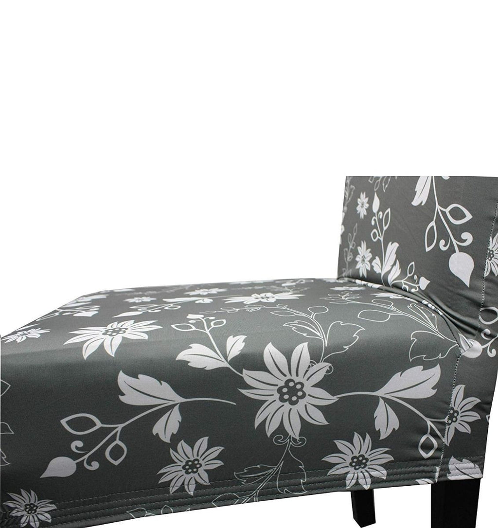 Short Spandex Floral Printed Chair Cover - Grey (Design 1)