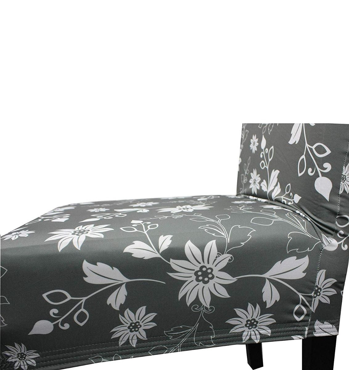 Short Spandex Floral Printed Chair Cover - Grey (Design 1)