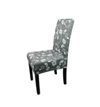 Short Spandex Floral Printed Chair Cover - Grey (Design 1)