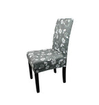 Short Spandex Floral Printed Chair Cover - Grey (Design 1)