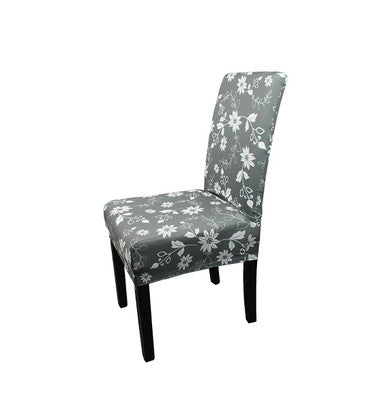Short Spandex Floral Printed Chair Cover - Grey (Design 1)