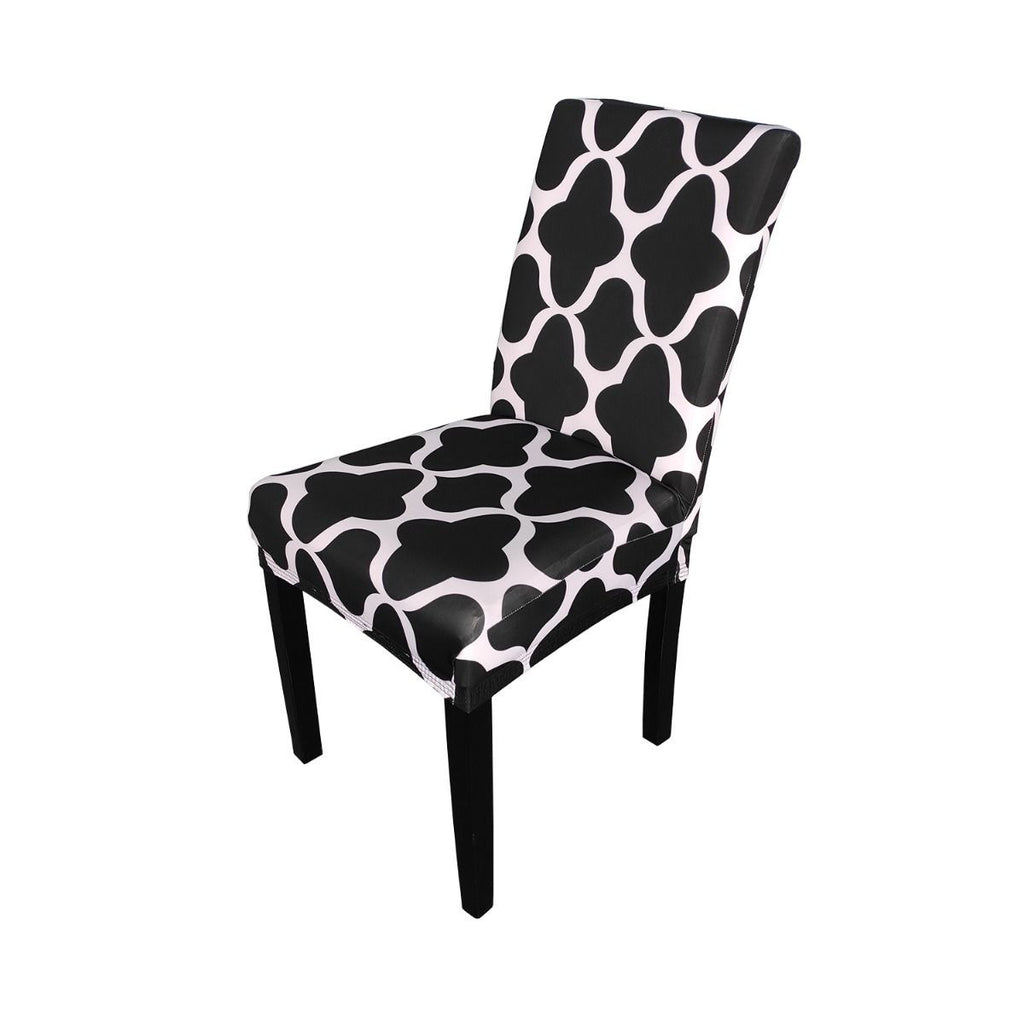 Short Spandex Patterned Printed Chair Cover - Black