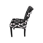 Short Spandex Patterned Printed Chair Cover - Black