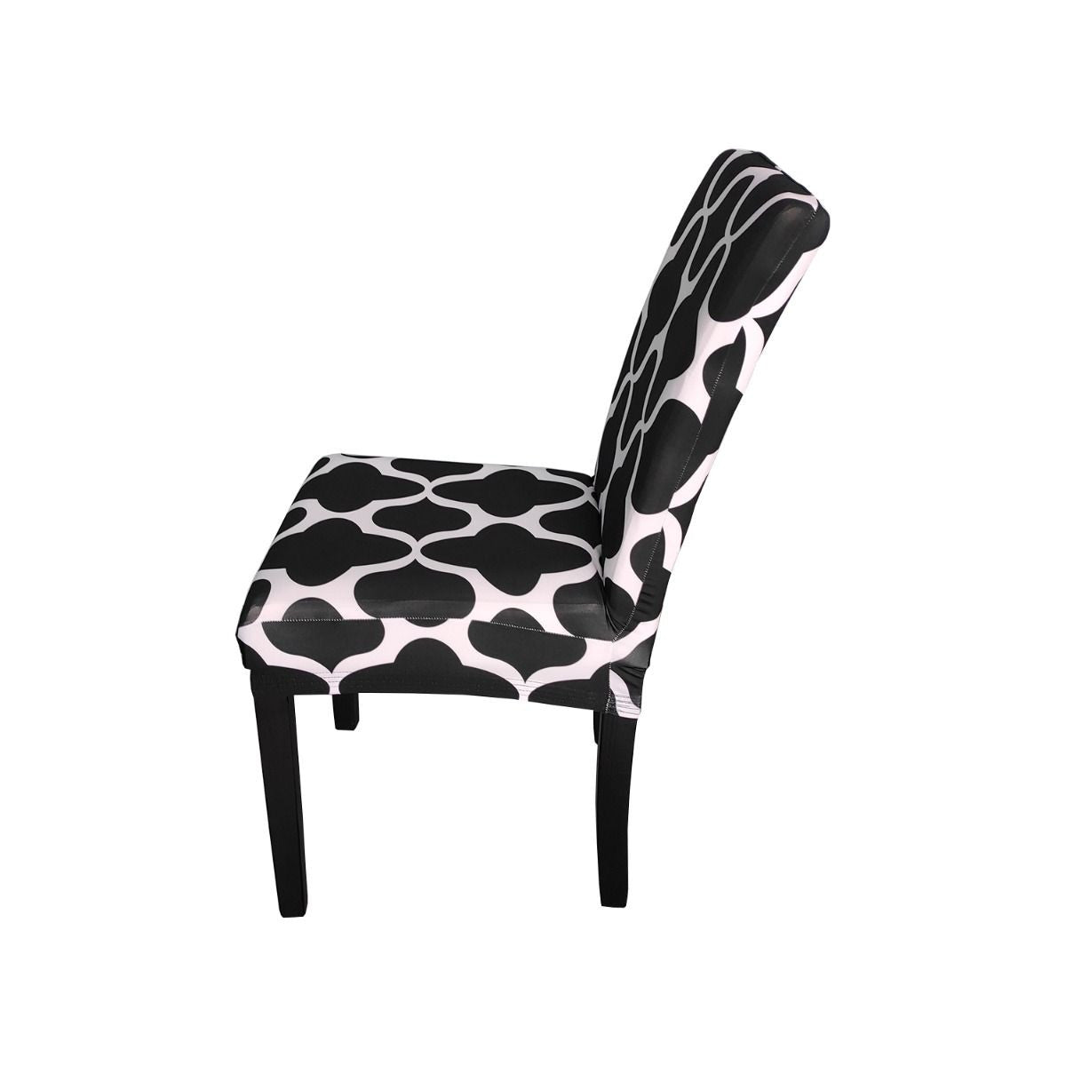 Short Spandex Patterned Printed Chair Cover - Black