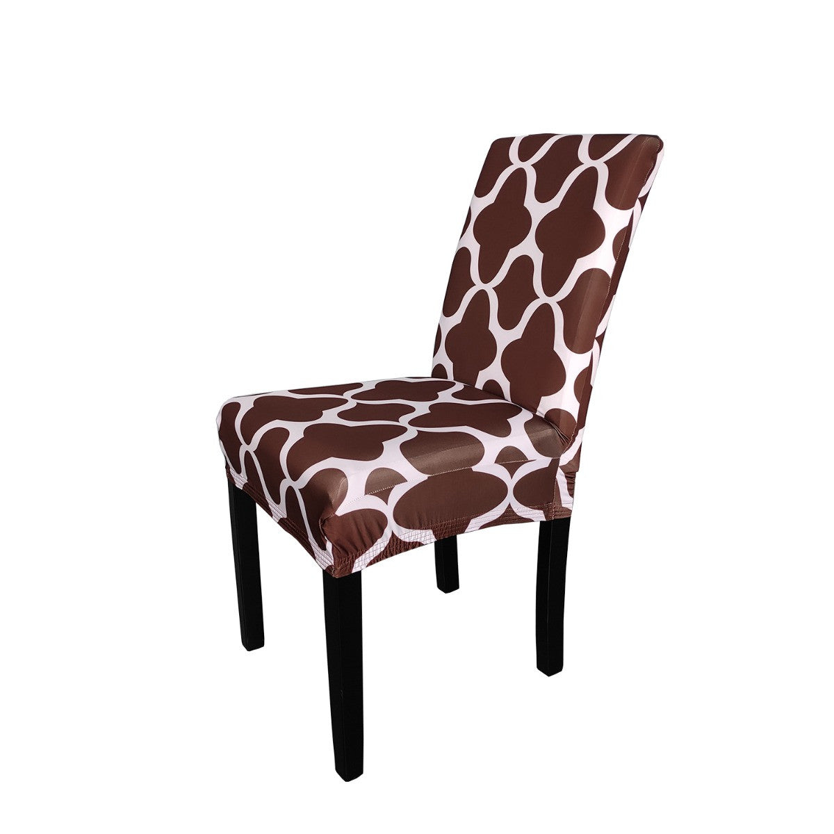 Short Spandex Patterned Printed Chair Cover - Brown