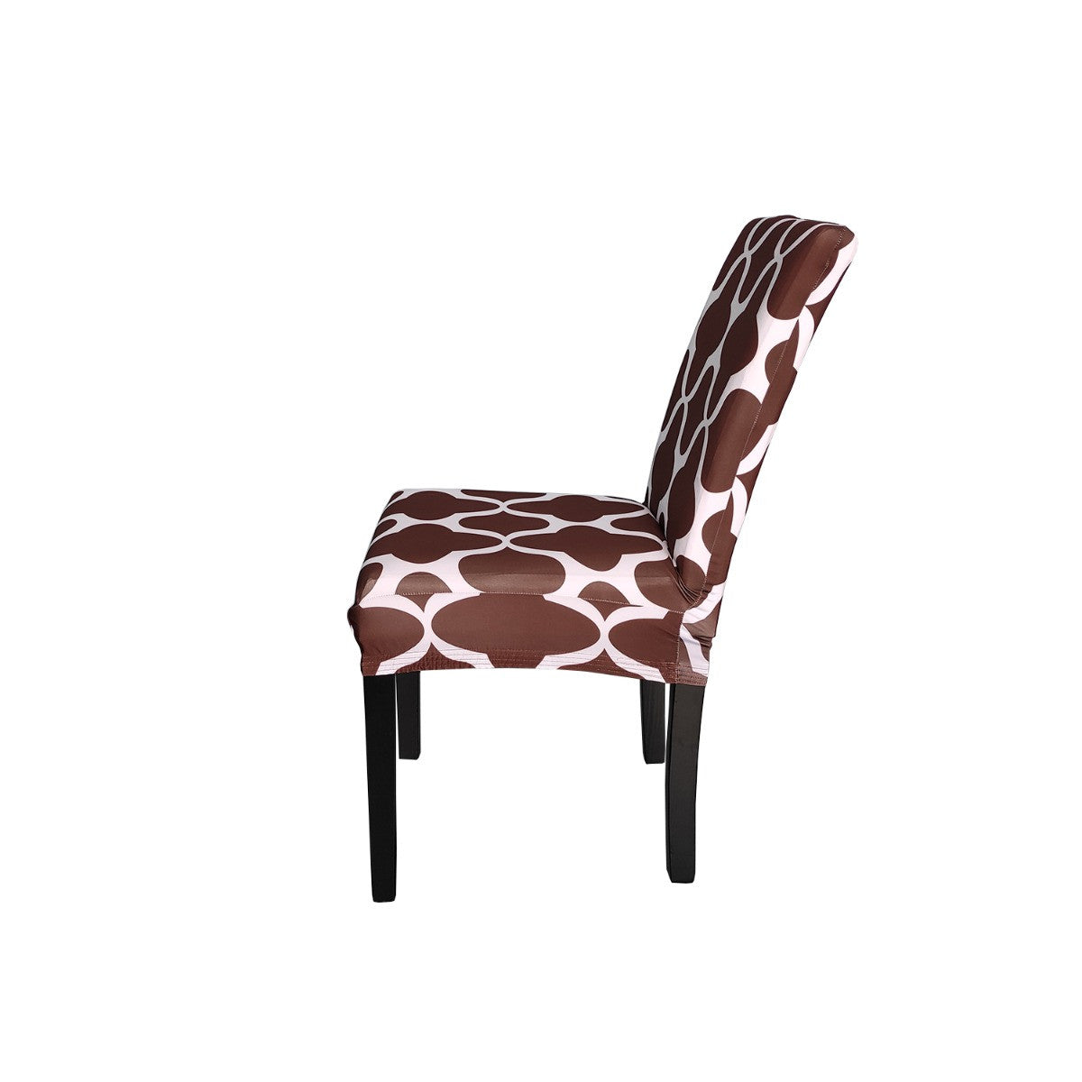 Short Spandex Patterned Printed Chair Cover - Brown