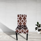 Short Spandex Patterned Printed Chair Cover - Brown