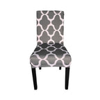 Short Spandex Patterned Printed Chair Cover - Grey