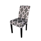 Short Spandex Patterned Printed Chair Cover - Grey