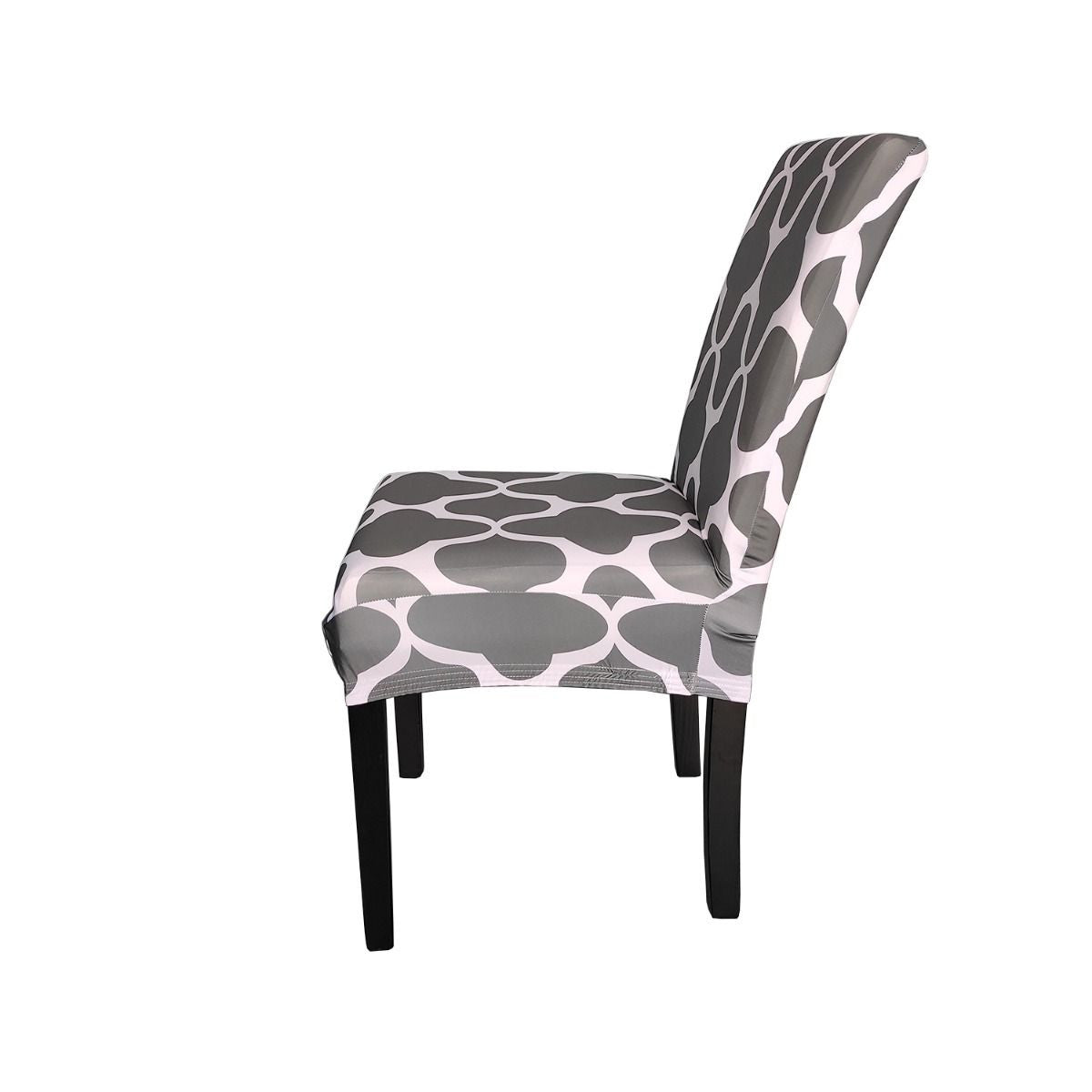 Short Spandex Patterned Printed Chair Cover - Grey