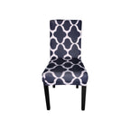 Short Spandex Patterned Printed Chair Cover - Navy