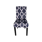Short Spandex Patterned Printed Chair Cover - Navy