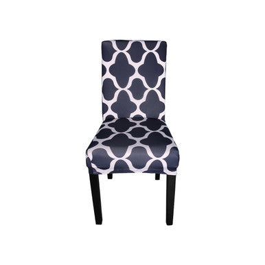 Short Spandex Patterned Printed Chair Cover - Navy