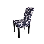 Short Spandex Patterned Printed Chair Cover - Navy