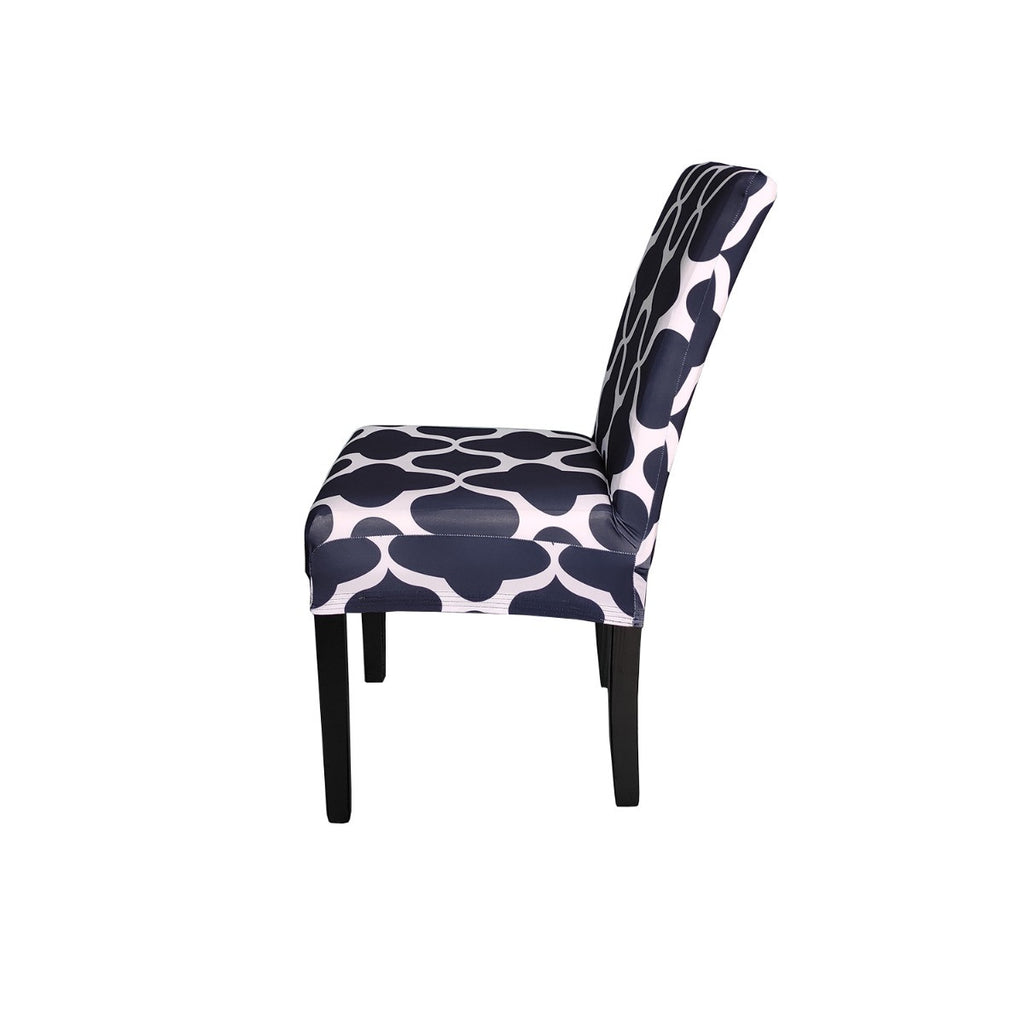 Short Spandex Patterned Printed Chair Cover - Navy