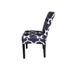 Short Spandex Patterned Printed Chair Cover - Navy