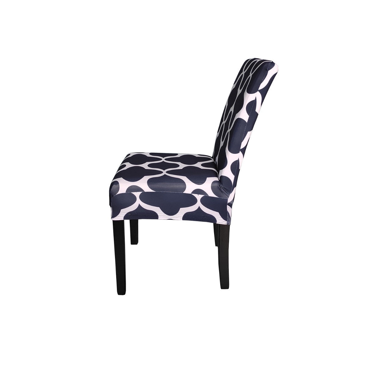 Short Spandex Patterned Printed Chair Cover - Navy