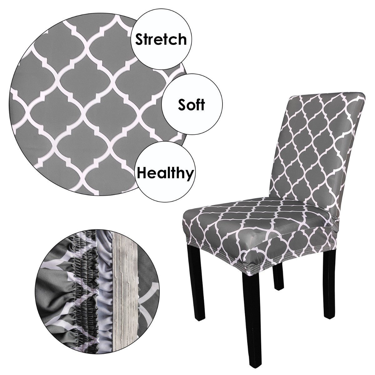 Short Spandex Geometric Patterned Printed Chair Cover - Design 11