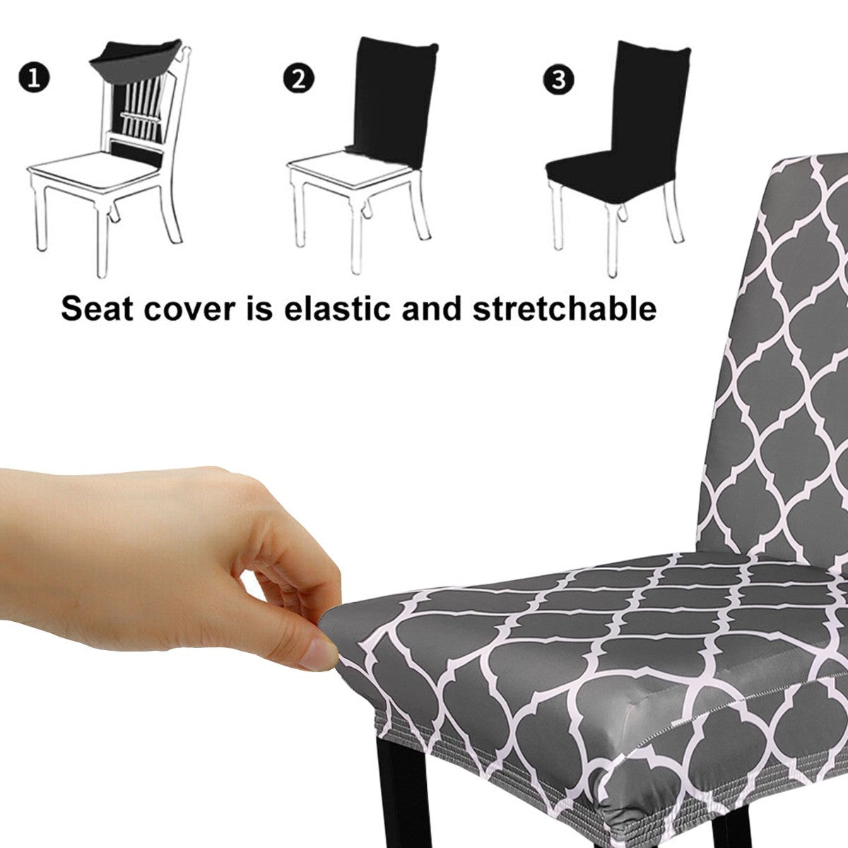 Short Spandex Geometric Patterned Printed Chair Cover - Design 11