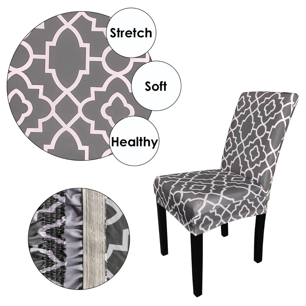 Short Spandex Geometric Patterned Printed Chair Cover - Design 12