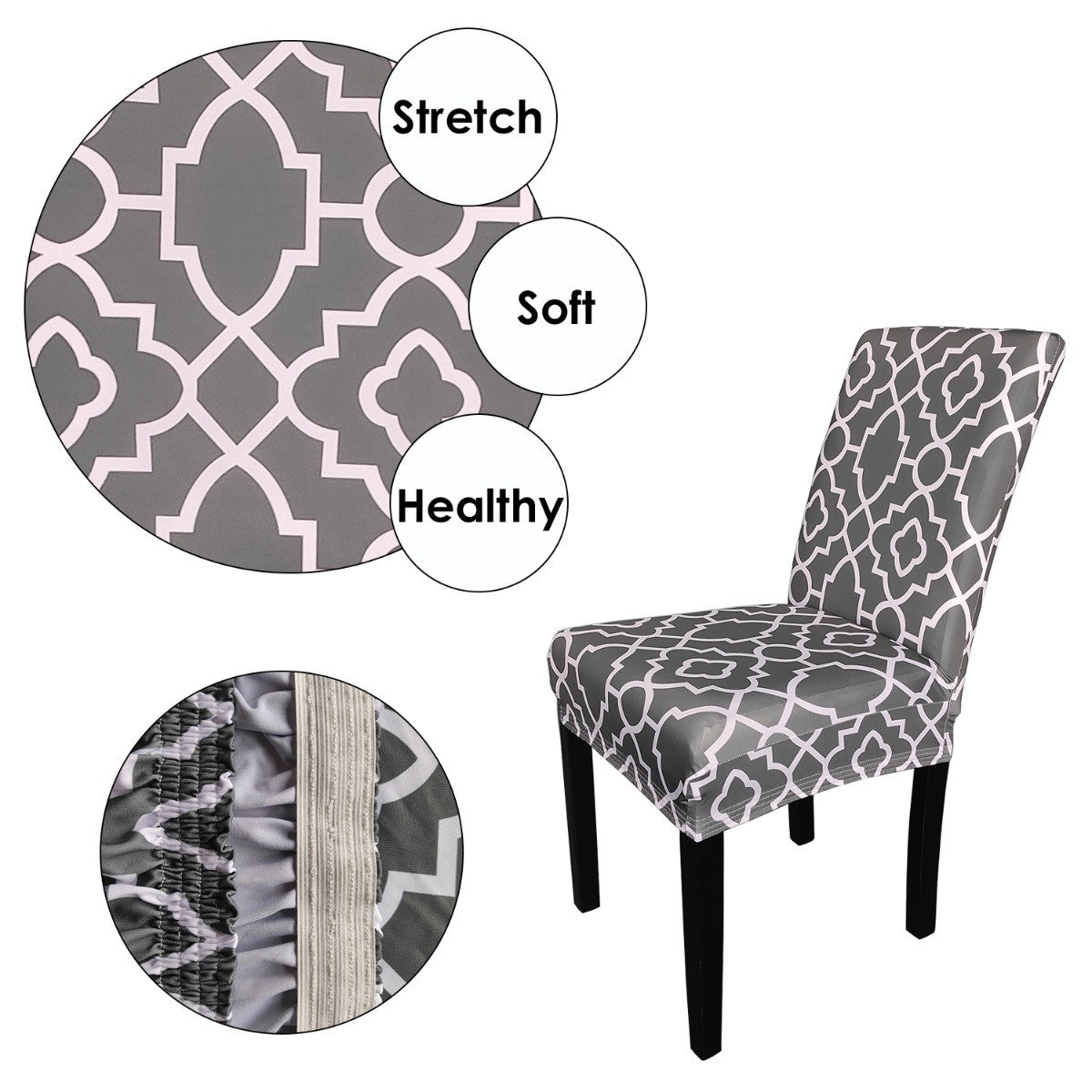 Short Spandex Geometric Patterned Printed Chair Cover - Design 12