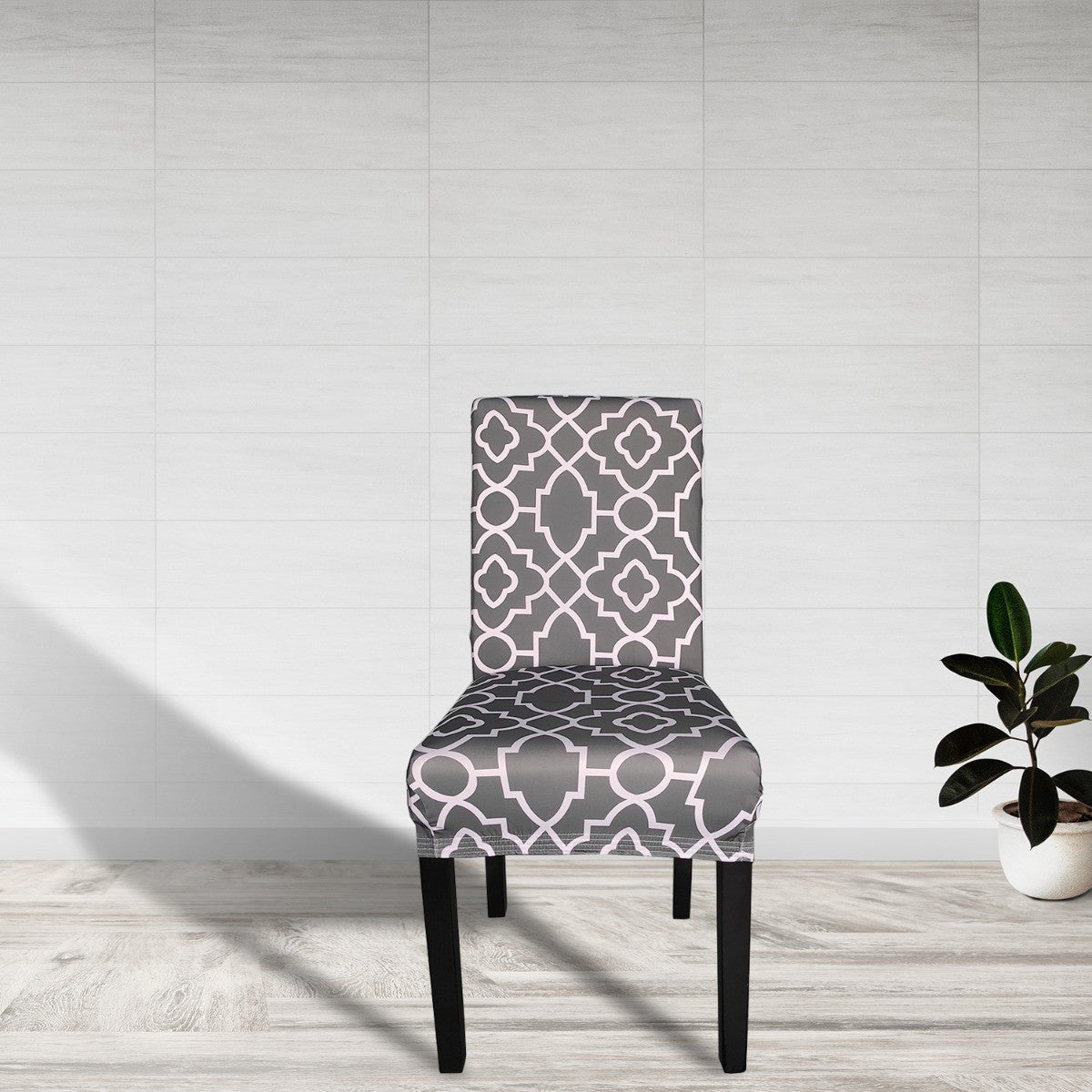 Short Spandex Geometric Patterned Printed Chair Cover - Design 12