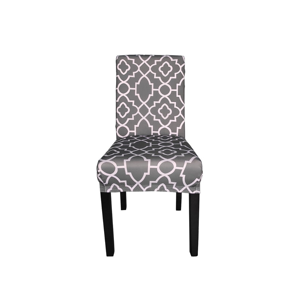 Short Spandex Geometric Patterned Printed Chair Cover - Design 12