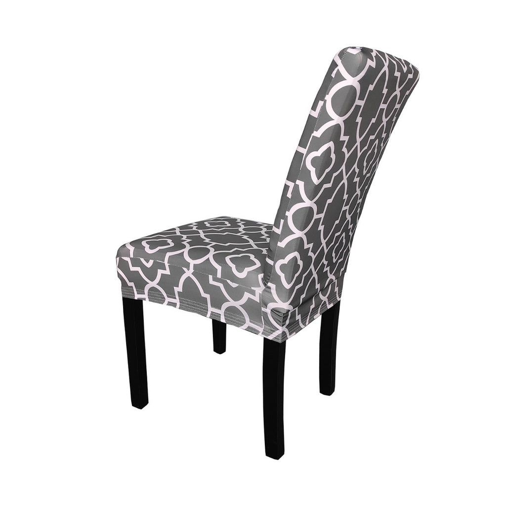 Short Spandex Geometric Patterned Printed Chair Cover - Design 12
