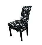 Short Spandex Floral Printed Chair Cover - Black (Design 3)