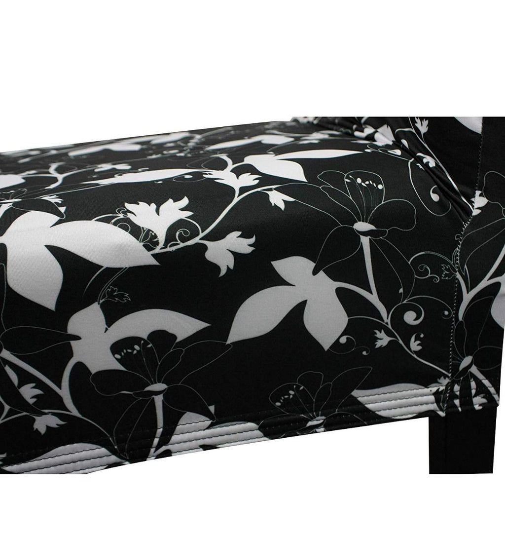 Short Spandex Floral Printed Chair Cover - Black (Design 3)