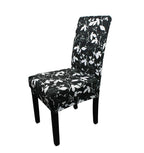 Short Spandex Floral Printed Chair Cover - Black (Design 3)
